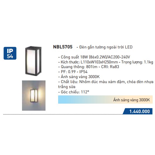 Đèn Gắn Tường Trang Trí Ngoài Trời LED Nanoco - NBL5705 , NBL5705A