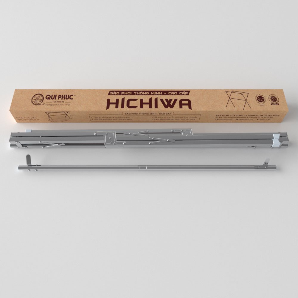 Qui Phúc Giàn Phơi Quần Áo Thông Minh Hichiwa - 2 Sào Phơi Đồ Chính Inox