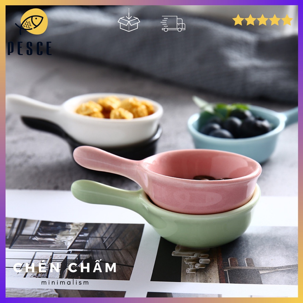 Chén Chấm Bằng Gốm Có Tay Cầm Đơn Giản
