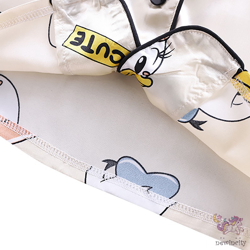 Bộ Đồ Ngủ Ngắn Tay In Họa Tiết Hoạt Hình Dễ Thương Dành Cho Bé Gái