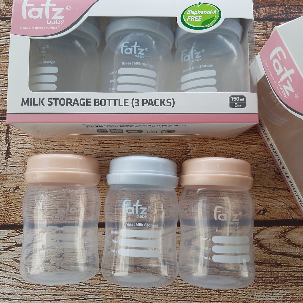 [HÀNG CHÍNH HÃNG] Bộ 3 bình trữ sữa mẹ 150ml FatzBaby FB0120N