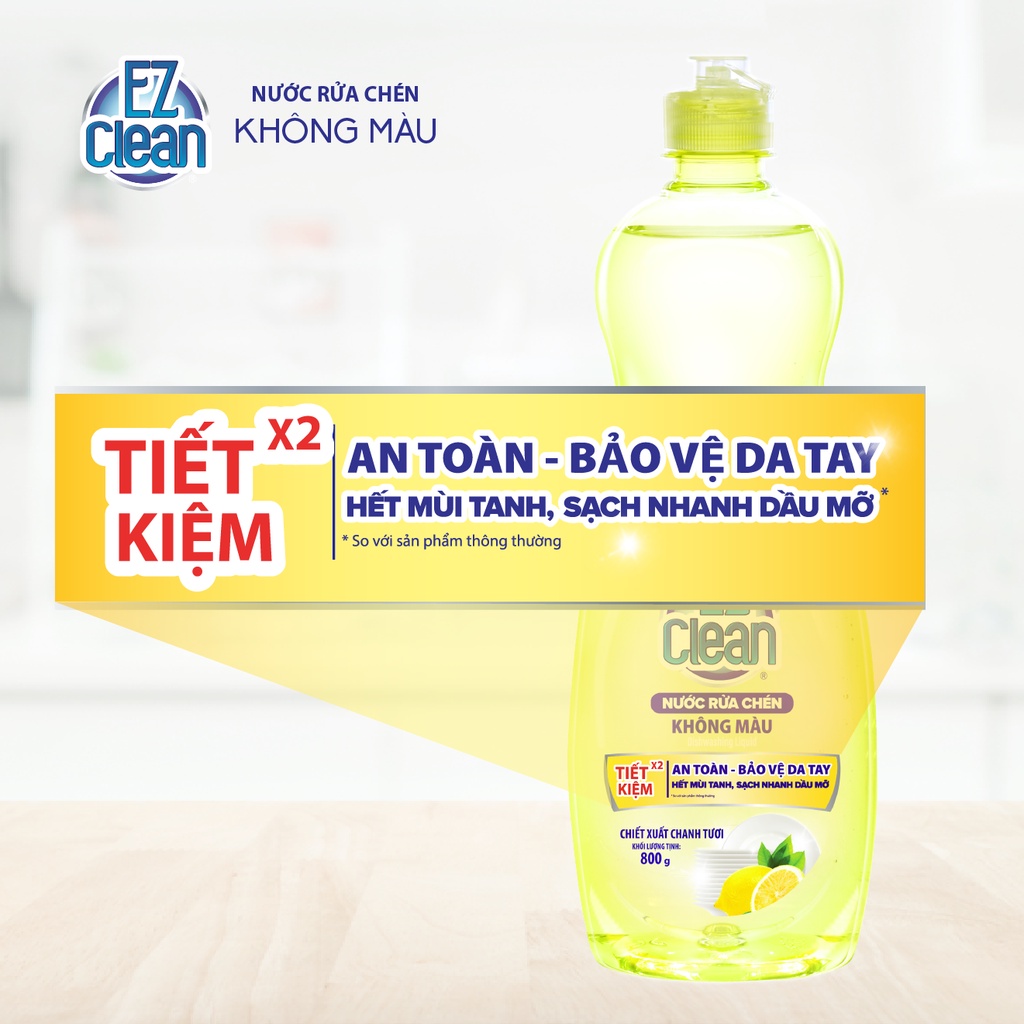 Nước rửa chén không màu EZ CLEAN hương Chanh 800gr