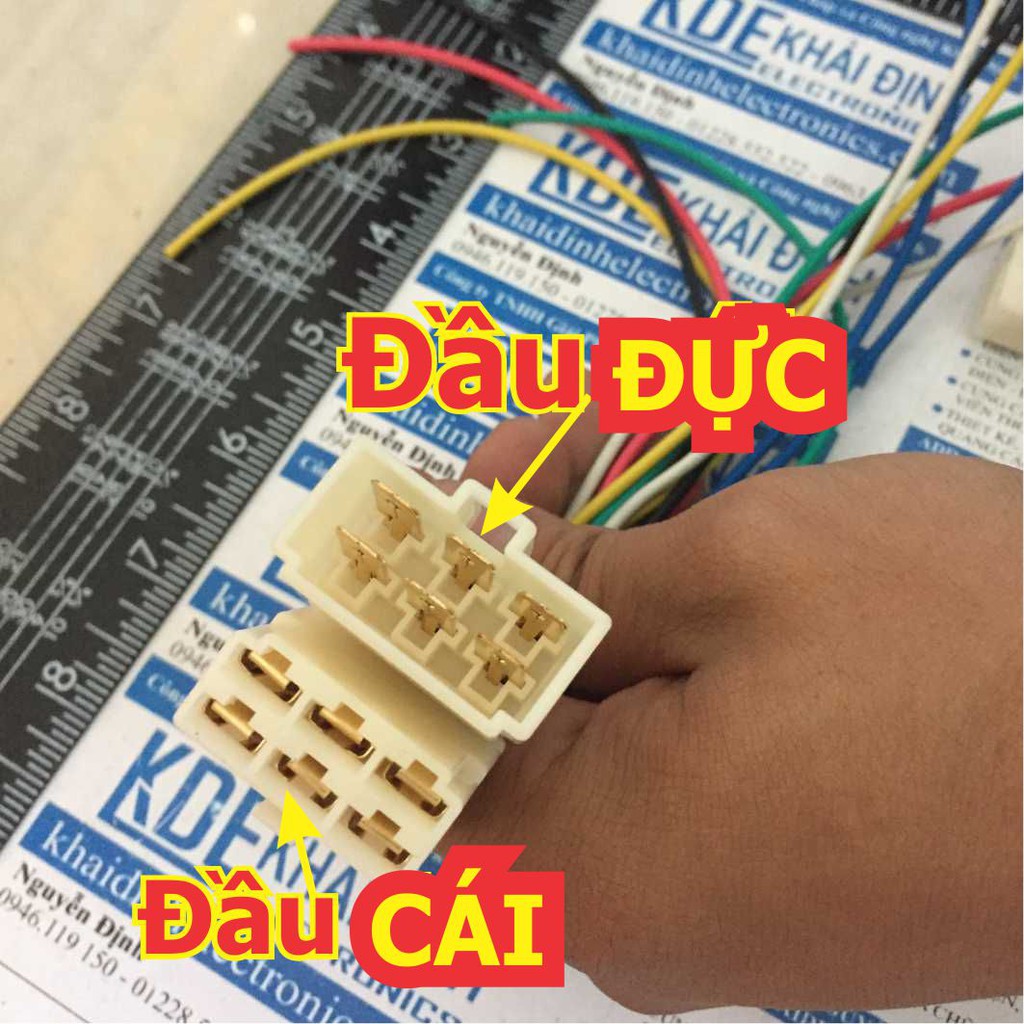 dây header 6.3mm jack xe OTO đầu ĐỰC/CÁI/ĐỰC+CÁI 6P, bấm sẵn dây 20cm kde3365