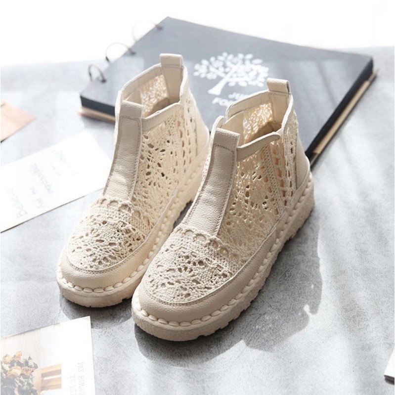 🌿Giày Mori phối ren Mori nữ văn học Hàn Quốc retro vintage sinh viên ulzzang Nhật Bản lenvintage đế bằng sandal boots nữ