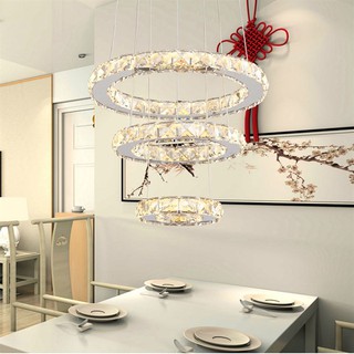Đèn thả trần 3 vòng pha lê , đèn thả bàn ăn 2060 cm