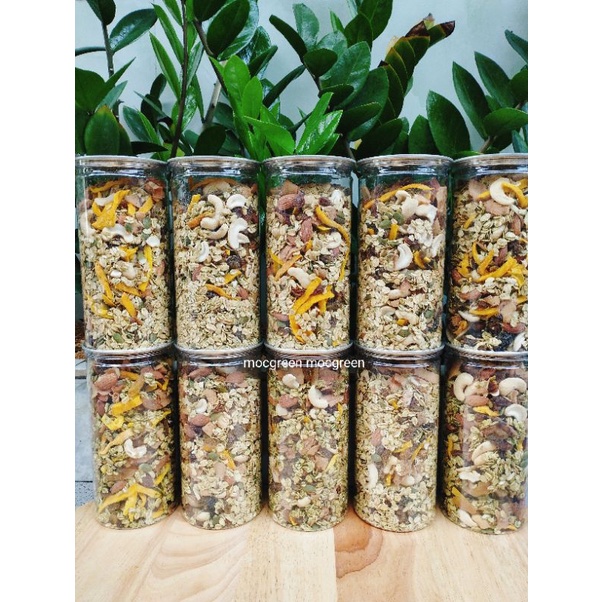 Granola Ăn Kiêng Nhiều Hạt 500g - Ngũ cốc Ăn Kiêng Không Đường Vị Matcha (50% yến mạch)