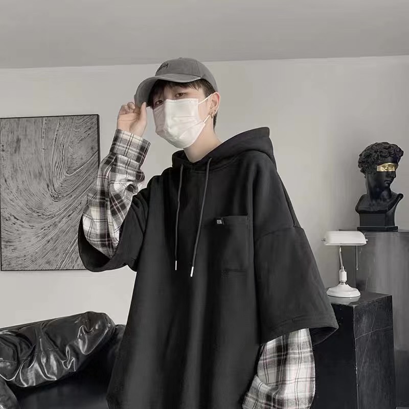 Áo hoodie giả hai lớp phong cách Hàn Quốc trẻ trung dành cho nam