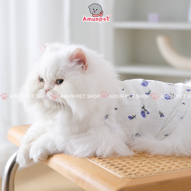 Áo Hai Dây Mùa Hè Hoạ Tiết Hoa Cho Chó Mèo Mẫu Áo Mùa Hè Cho Thú Cưng Chất Mỏng Mát Mới Nhất Amun Pet