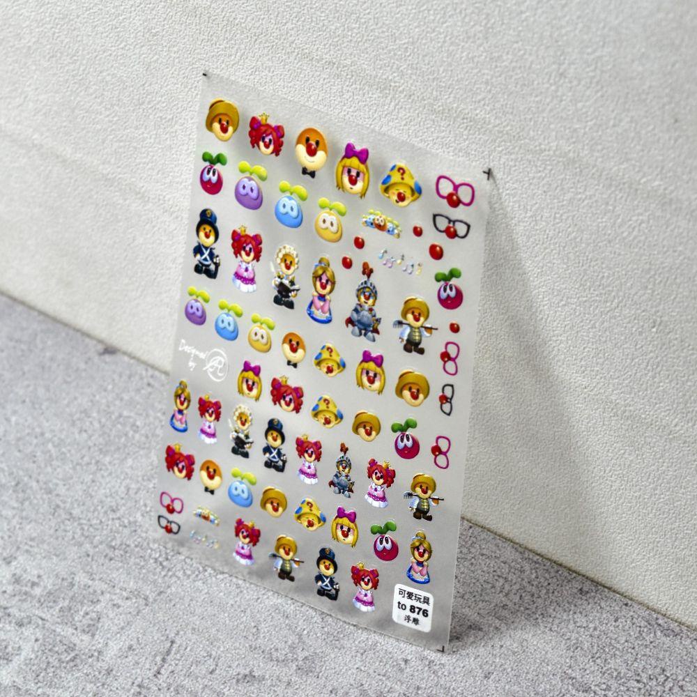 OCEANMAP Miếng Dán Dập Nổi Họa Tiết Hoạt Hình Nhật Bản Trang Trí Móng Tay 5D