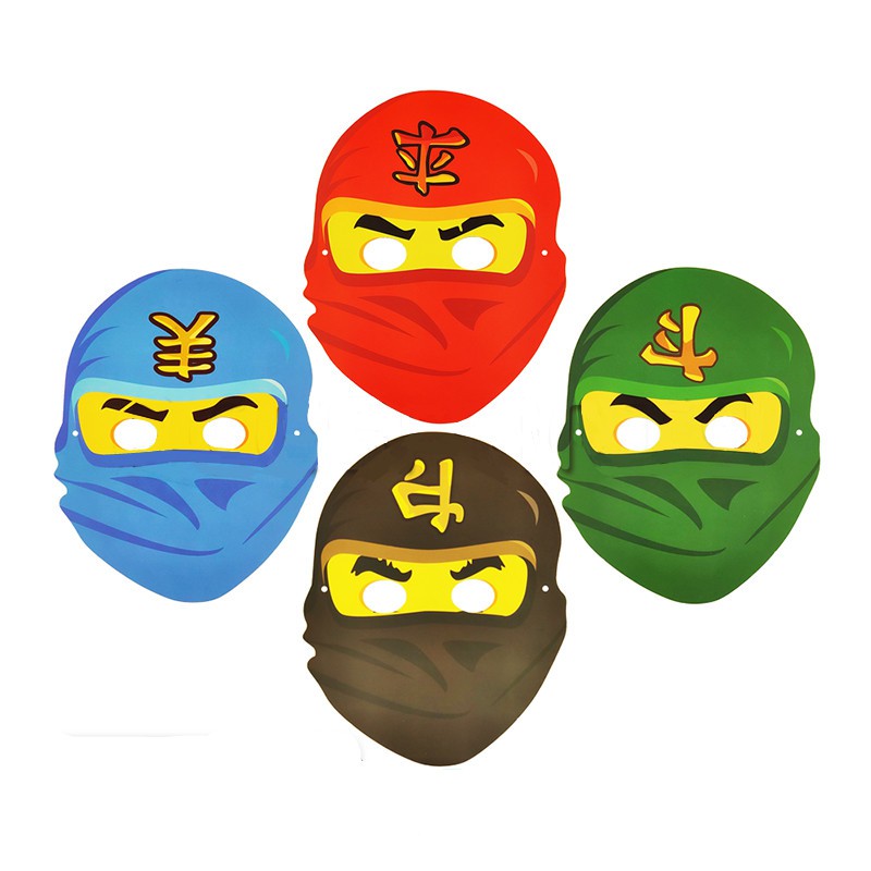 Set 4 Mặt Nạ Giấy Ninjago Hỗn Hợp Cho Tiệc Sinh Nhật Của Bé