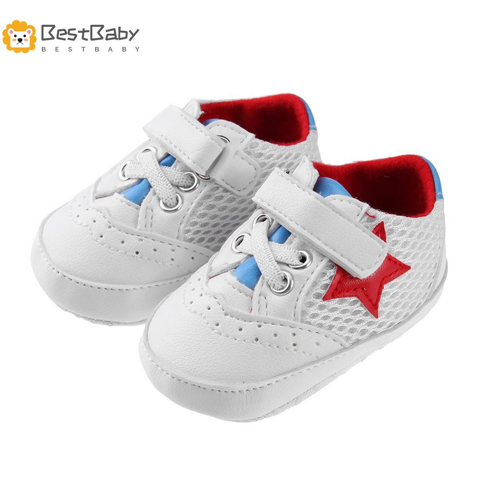READY☆FOBE√Baby Boys Girls PU Breathable Mesh Prewalkers Anti-Slip Soft Toddlers Shoes