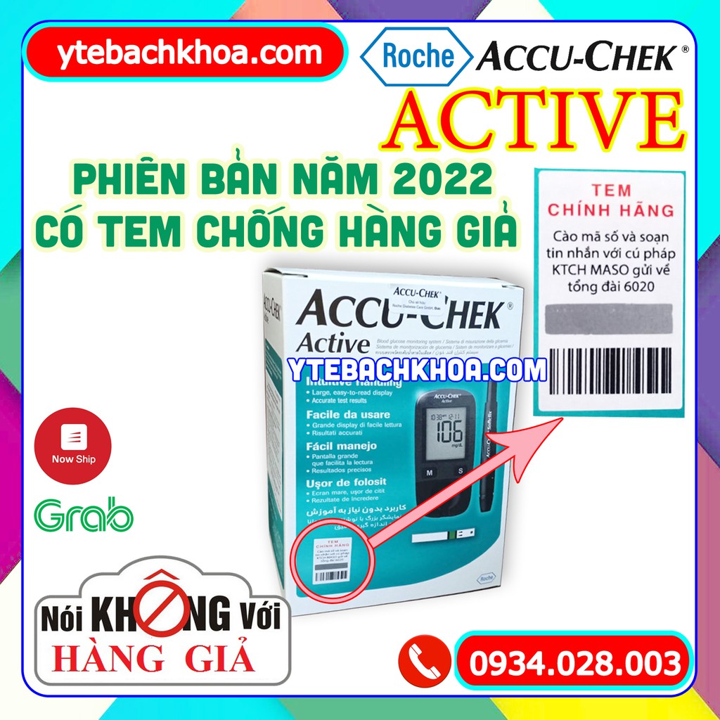 MÁY ĐO ĐƯỜNG HUYẾT ACCUCHEK ACTIVE THẾ HỆ 4 NĂM 2022 (CÓ TEM CHỐNG HÀNG GIẢ)