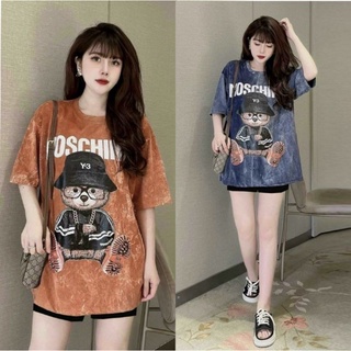 Bộ short thun áo phom rộng in 3d kèm ảnh chụp thật
