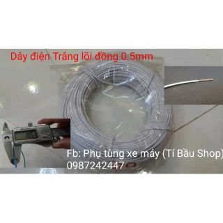 Dây điện xe máy màu trắng, lõi đồng 0.5mm, cuộn 0.5kg