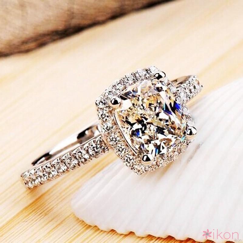 Nhẫn mạ bạch kim đính đá zircon thời trang cho nữ