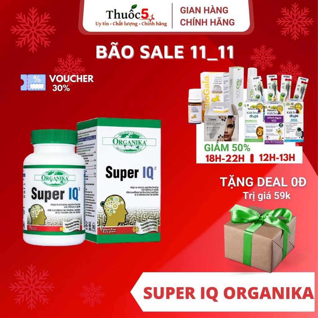 Viên tuần hoàn não SUPER IQ ORGANIKA tăng cường trí nhớ, bỗ não 60 viên