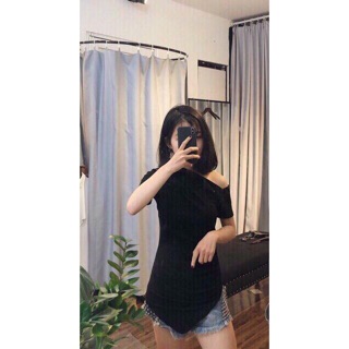 [Xả hàng] Áo vạt chéo nhọn lệch vai