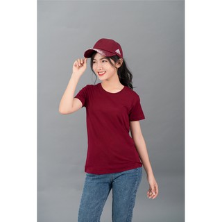 Áo thun trơn nữ cổ tròn UNIU đỏ đô