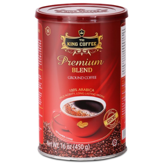 CÀ PHÊ RANG XAY PREMIUM BLEND KING COFFEE LON 450GRAM