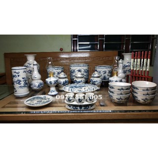 Bộ Đồ Thờ Men Rạn Rồng Đen