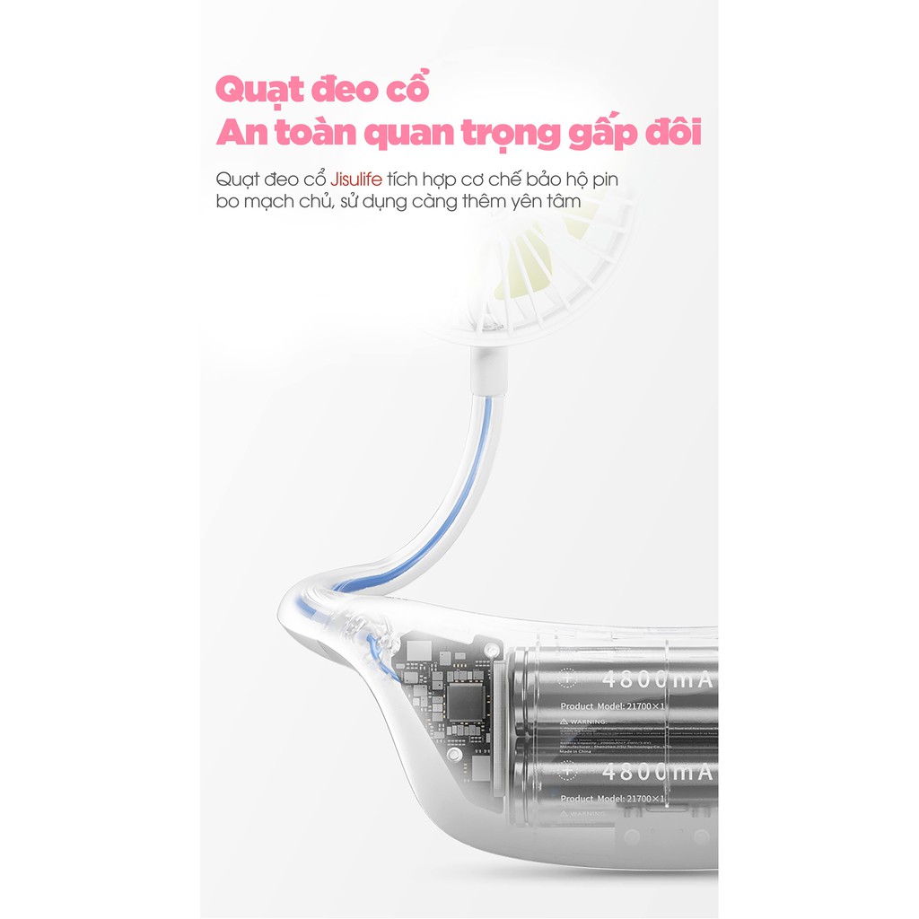 Quạt mini đeo cổ Jisulife FA11_Tích hợp đèn chiếu sáng, hoạt động yên tĩnh, biên độ thổi rộng, sư dụng lâu_BH 12 tháng | BigBuy360 - bigbuy360.vn