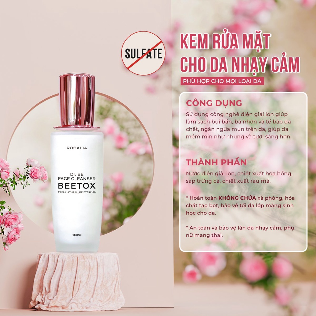 Sữa Rửa Mặt Không Sulfate Rosalia- Không Chứa Hóa Chất Tạo Bọt Tẩy Rửa Phù Hợp Cho Cả Da Yếu Mụn Nhạy Cảm