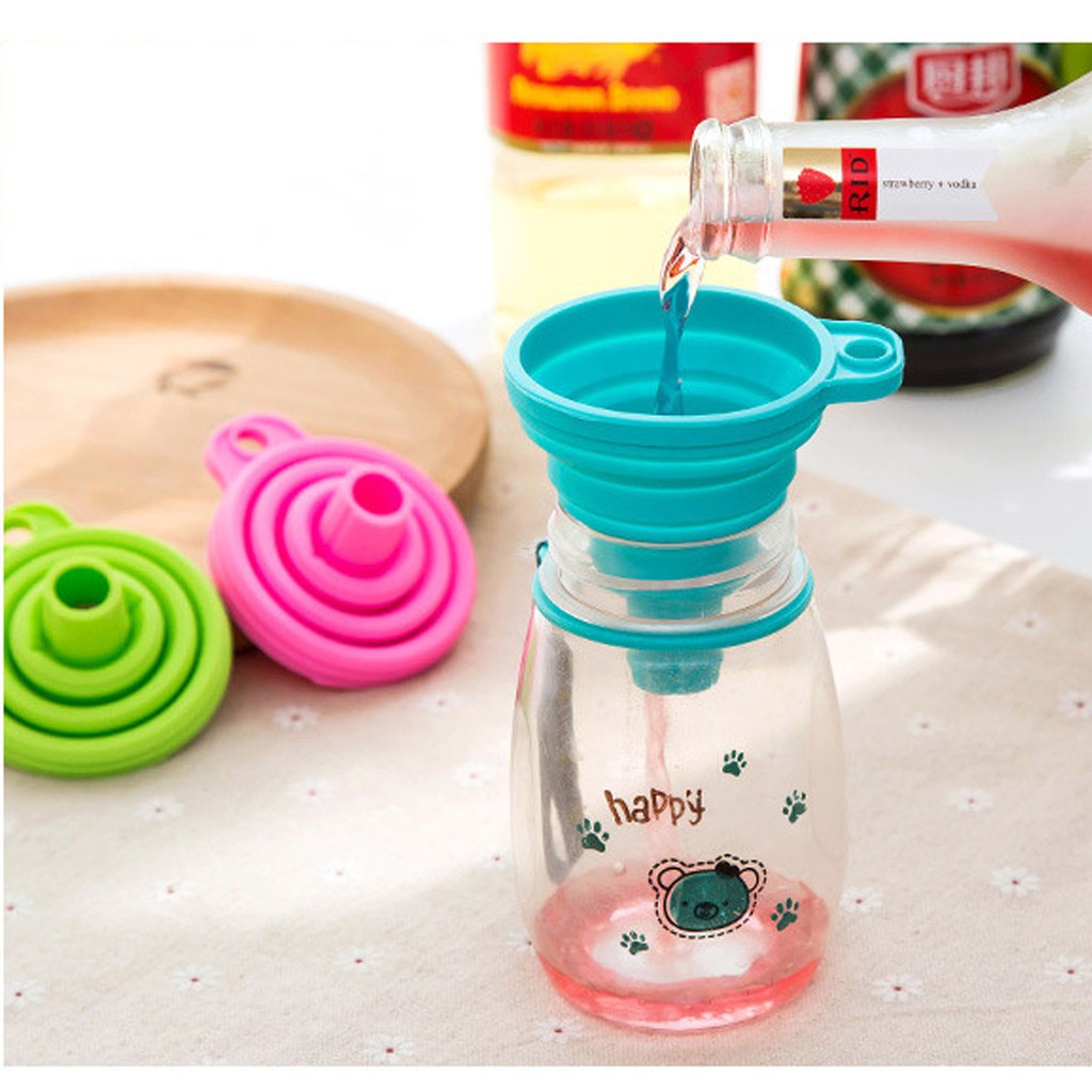 Phễu silicone dùng chiết suất rượu vào chai nhỏ, phễu rót nước chấm có thể xếp gọn - buysale - BSPK94