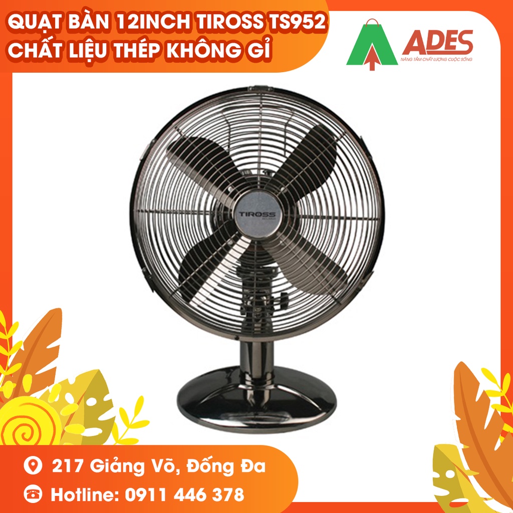 Quạt Bàn 12Inch TIROSS TS952 | Chất liệu thép không gỉ, sơn tĩnh điện