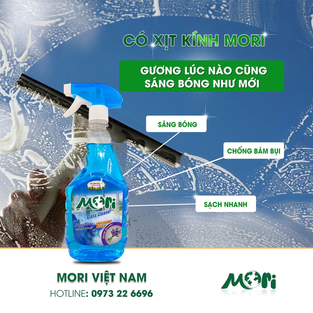 Nước lau kính Mori - Sạch hoàn hảo, giúp bề mặt luôn sáng bóng