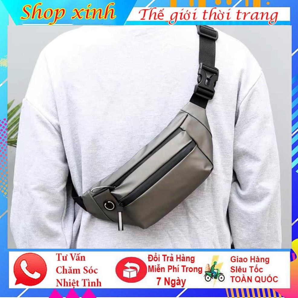 Túi đeo chéo khóa phản quang Cao Cấp, túi đeo bụng vải Oxford dày dặn, chống nước, nhiều ngăn nhỏ đựng đồ tiện dụng. | BigBuy360 - bigbuy360.vn