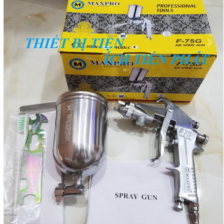 Bộ Phun Sơn MAXPPRO F75G + Bình Chứa Sơn 300cc (Chính Hãng)