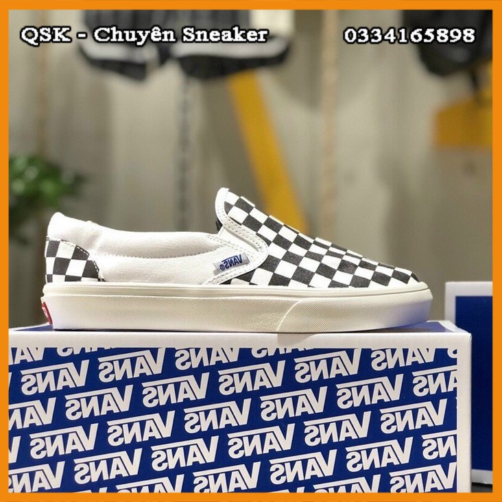 Giày Sneaker Vans Slip On Caro Fullbox, Giày thể thao nam nữ vans lười caro.