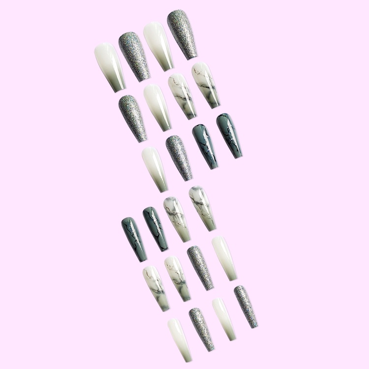 3501 YUKEHUI bộ móng tay giả set móng giả trong suốt móng tay giả đính nơ móng tay giả dài vuông móng tay giả dài đính đá  bộ 24 móng giả