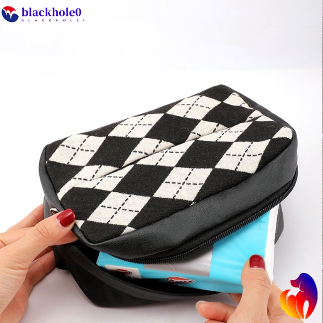 Túi Da Đựng Khăn Giấy Đa Năng Họa Tiết Sọc Caro / Kẻ Ô Thời Trang Cho Xe Hơi