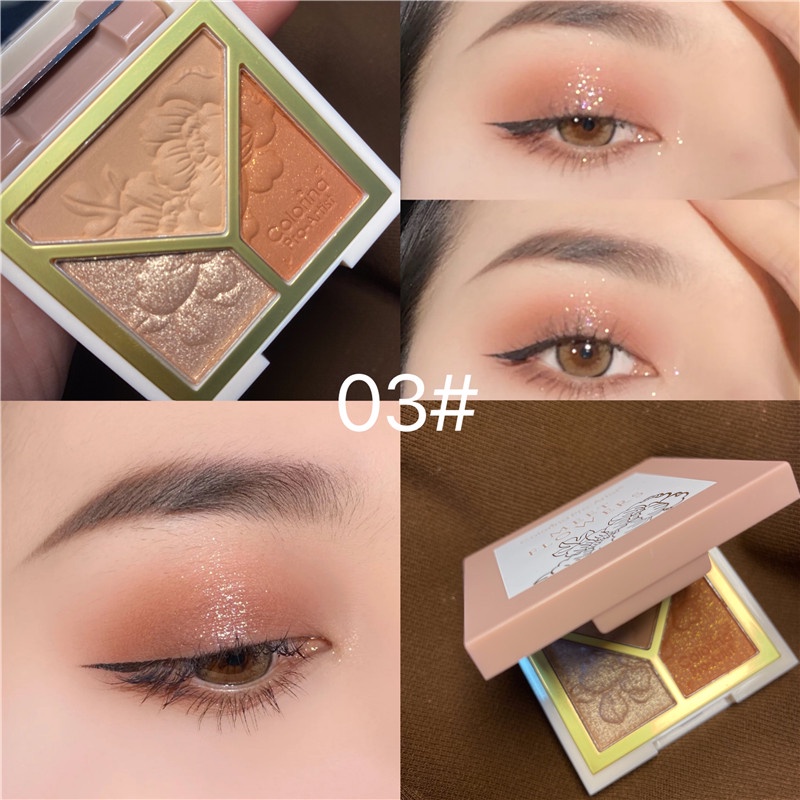 Bảng phấn mắt Abpopa Colorina 3 màu tông nude chống thấm nước lâu trôi