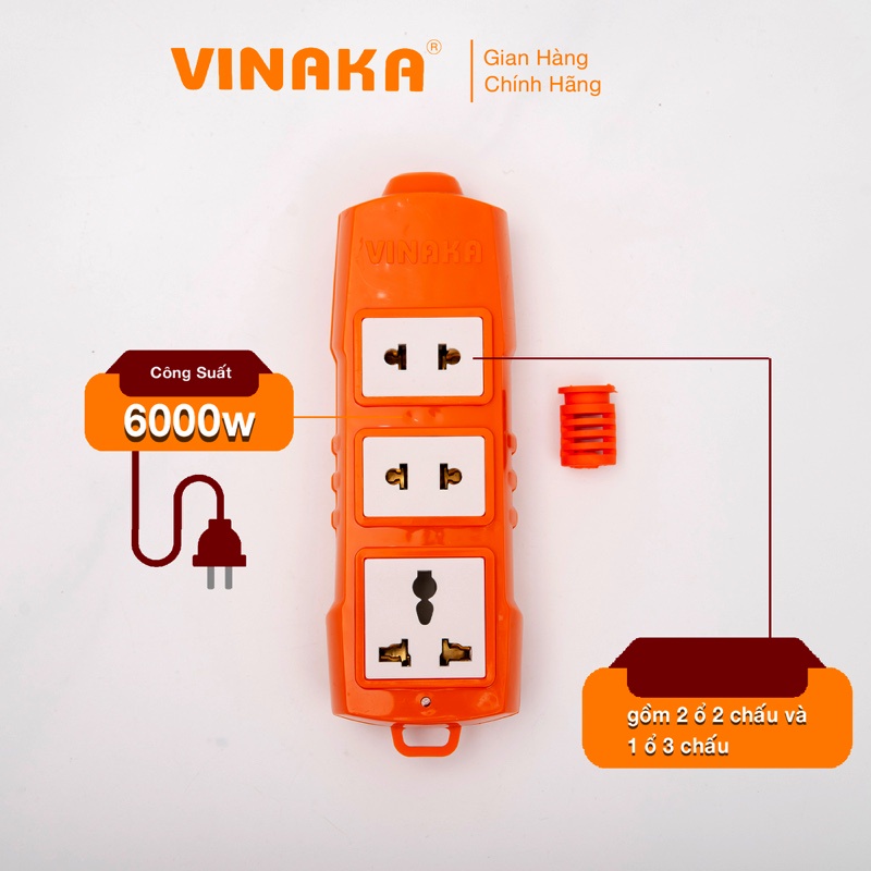 Ổ cắm điện chịu tải VINAKA 3 lỗ không dây T3S