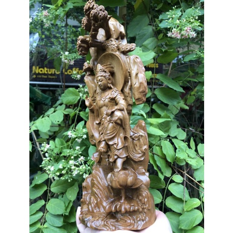 Tượng phật bà quan âm bằng gỗ cao 35cm