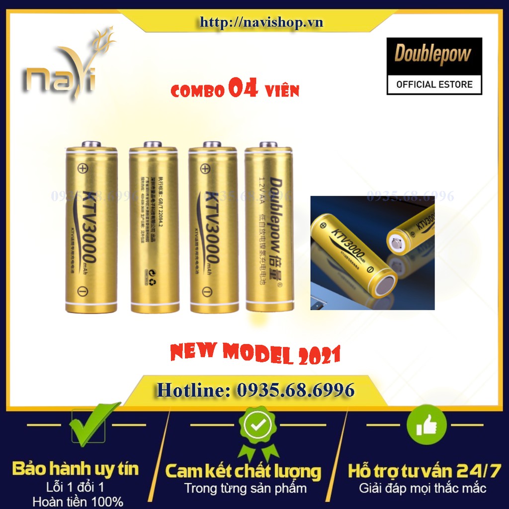 Combo vỉ 4 viên PIN AA DOUBLEPOW 3000MAH NEW 2021