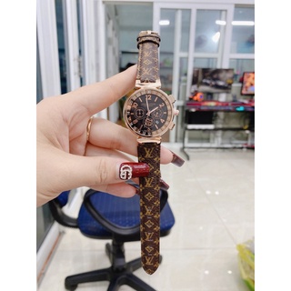 Đồng hồ lv nữ dây da nâu kiểu dáng thời thượng sang trọng, chống nước , bảo hành 12 tháng