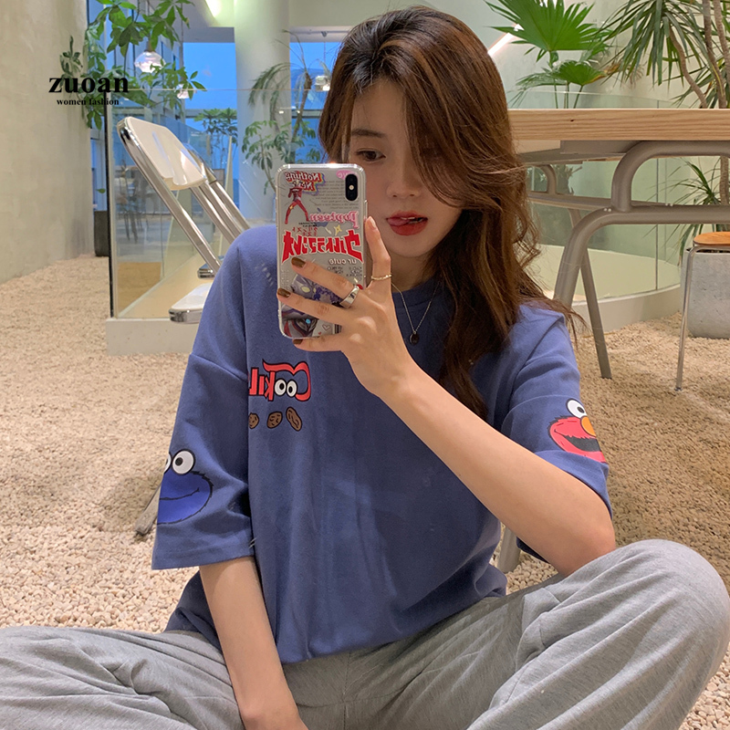 SUXI Áo Thun Nữ Ngắn Tay In Hình Hoạt Hình