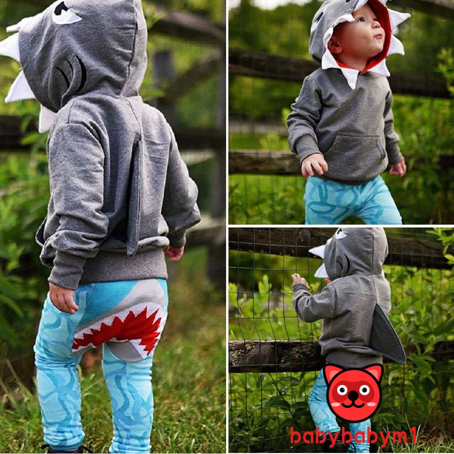 ì _ íCasual Toddler Kids Boys Shark Hooded Tops Hoodie Pocket Jacket Coat Outerwear