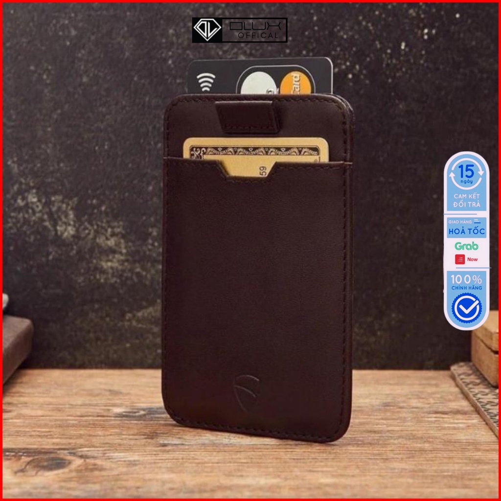 Ví da nam, ví nữ Da Cao Cấp namecard có dây rút thời trang OLUX Fullbox