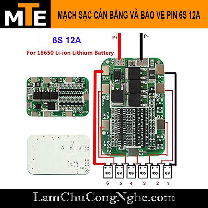 Mạch sạc cân bằng và bảo vệ pin 6S 12A 18650