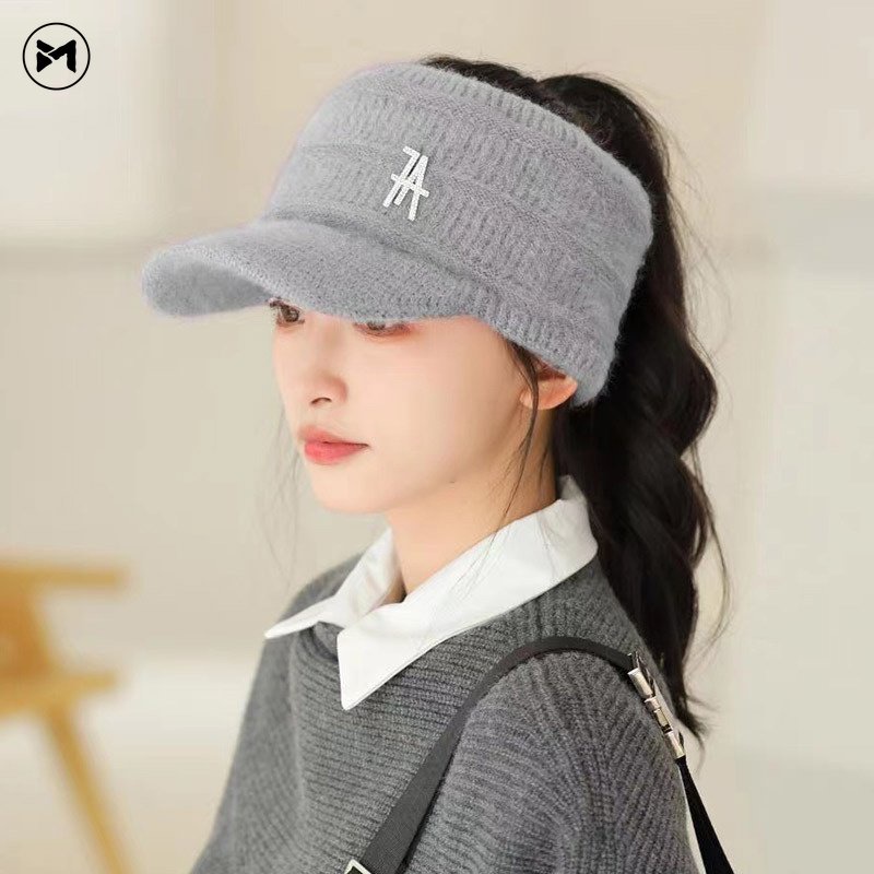 Mũ Len Dệt Kim Phối Lông Thỏ Phong Cách Thời Trang Thu Đông Nhật Hàn