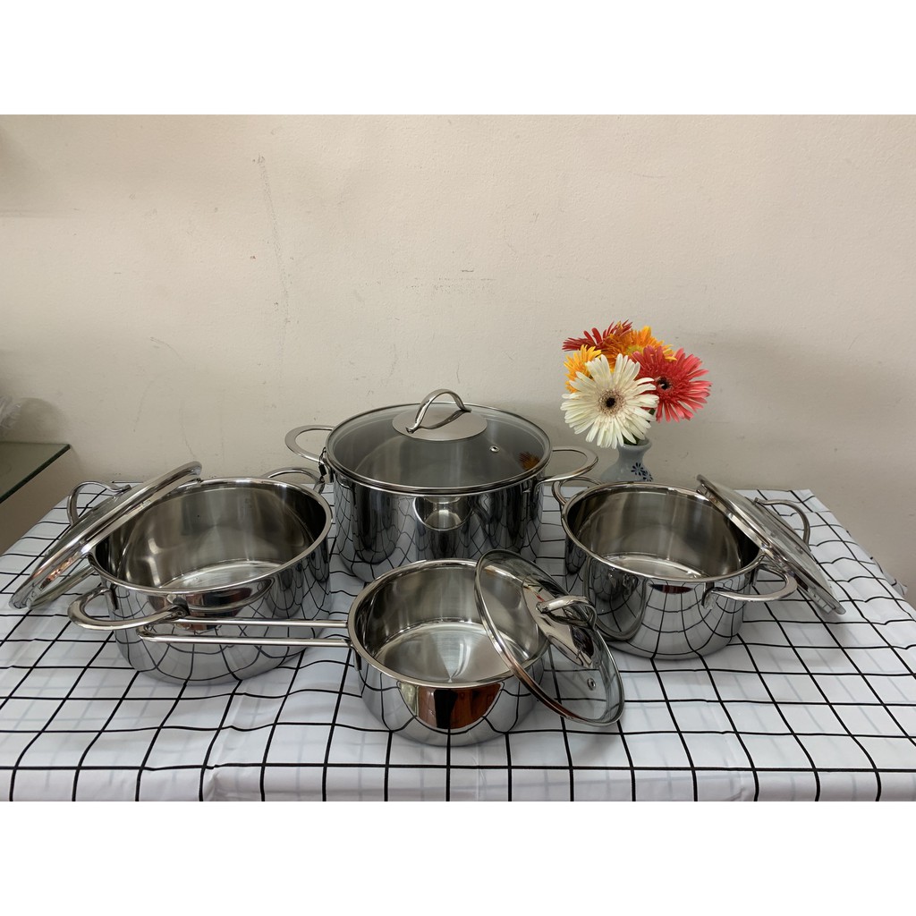 Bộ 4 Nồi, Quánh Inox 304 Thân Đúc Fivestar Plus FPB4006 - Hàng Chính Hãng, Bảo Hành 25 Năm