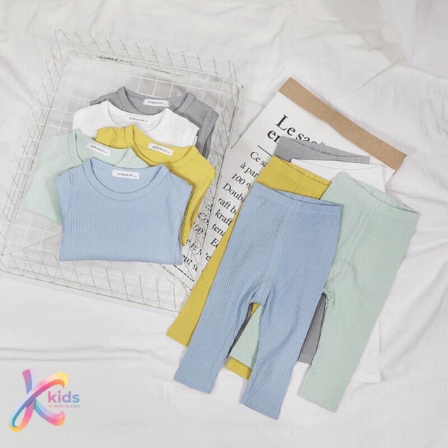 Bộ cotton thun gân Minkymom cho bé