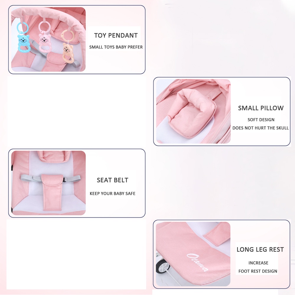 2 TRONG 1👶 Ghế bập bênh cho bé👶 Nôi trẻ sơ sinh có thể gập lại Rocker bouncer &bánh xe thoải mái Xích đu 0-36 tháng17296