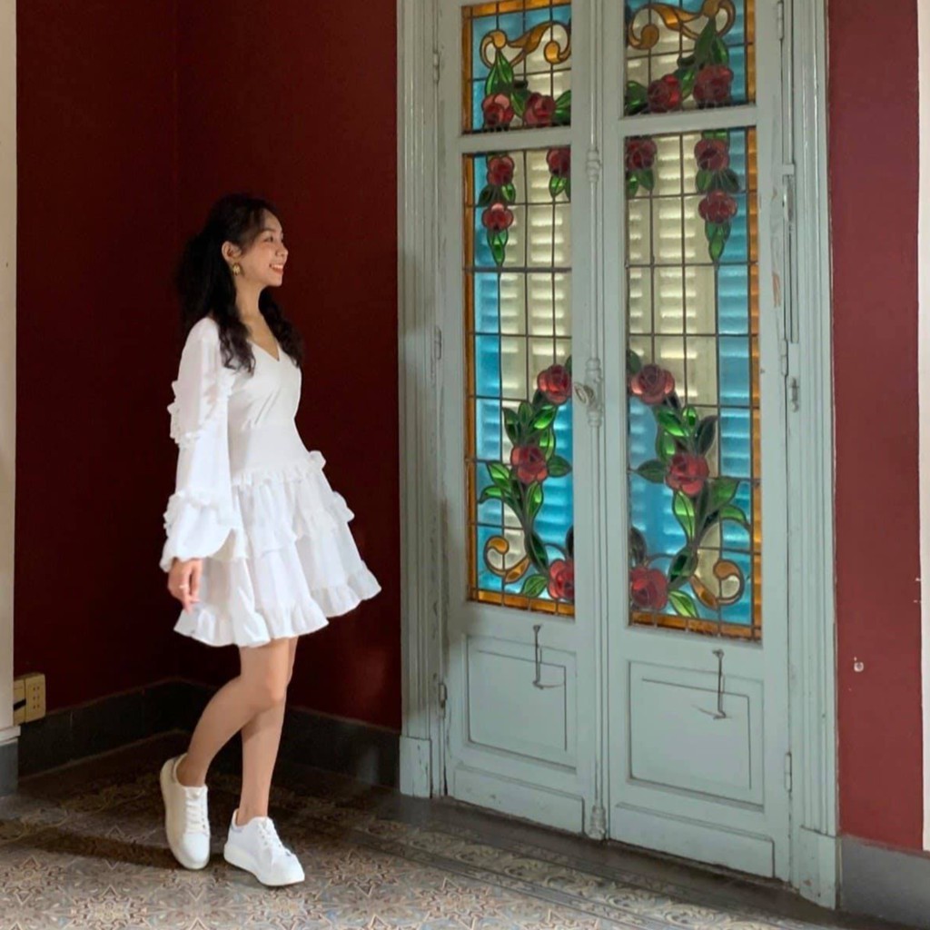 Đầm trắng bèo hở lưng EDINI - D1275