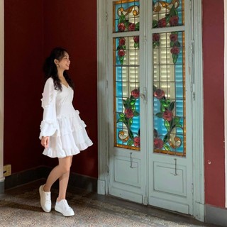 Đầm trắng bèo hở lưng EDINI - D1275