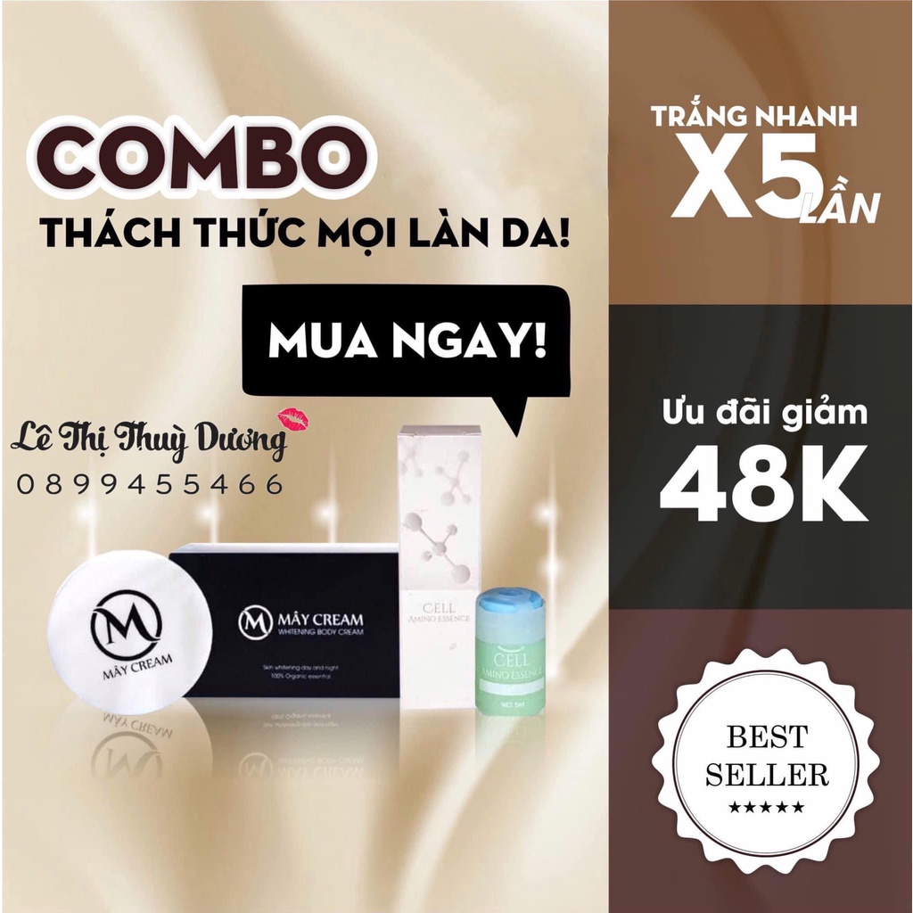 BỘ ĐÔI KEM BODY SIÊU_TRẮNG MÂYCREAM TINH_CHẤT_CẤY_TRẮNG ĐẬM ĐẶC CELL AMINO ESSENCE